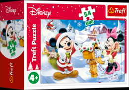 Minipuzzle Vánoce s Mickeym 54 dílků 4 druhy v krabičce 9x6,5x3,5cm 40ks v boxu
