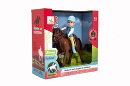 Teddies Kůň + panenka/panáček žokej plast 20cm v krabici 23x23x9,5cm