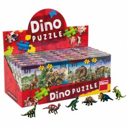 Dino Puzzle Dinosauři 23,5x21,5cm 60 dílků + figurka asst 6 druhů v krabičce 24ks