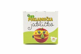 Pokladnička červené jablko s červíkem na klíček plast 11x10cm v krabičce 11x11x10cm