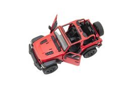 Auto Kinsmart Jeep Wrangler 2018 otevřená střecha 1:34 12,5cm kov 4 barvy na zpětné nat. 12ks v boxu