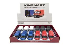 Auto/dodávka Kinsmart Mercedes-Benz Sprinter 1:48 kov/plast 12,5cm na zpětné nat. 4barvy 12ks v boxu