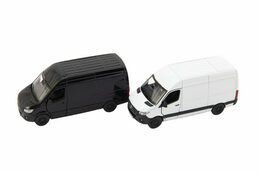 Auto/dodávka Kinsmart Mercedes-Benz Sprinter 1:48 kov/plast 12,5cm na zpětné nat. 4barvy 12ks v boxu