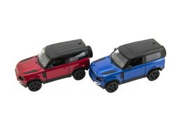 Auto Kinsmart Land Rover Defender 90 kov/plast 1:36 12,5cm na zpětné natažení 4 barvy 12ks v boxu