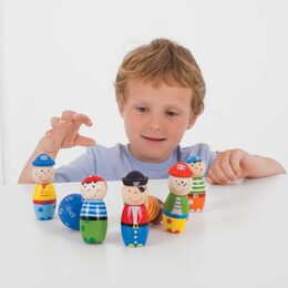 Bigjigs Toys Dřevěné kuželky Piráti