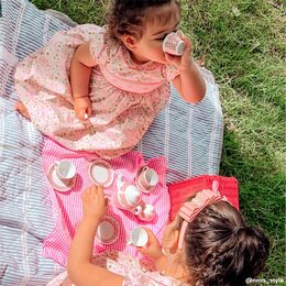 Tidlo Nádobí na piknik v růžovém košíku