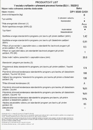 BEKO DPY 8506 GXB1 kondenzační sušička prádla
