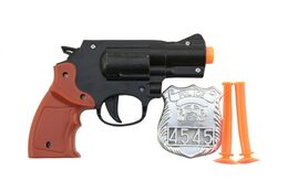 Teddies Pistole policejní 15cm plast s odznakem + přísavky 2ks na kartě