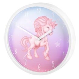 Hodiny Hama Magical Unicorn, dětské nástěnné, průměr 25 cm, tichý chod