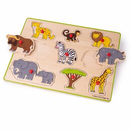 Bigjigs Toys Vkládací puzzle safari, 9 dílků