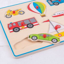 Bigjigs Toys Vkládací puzzle dopravní prostředky, 8 dílků