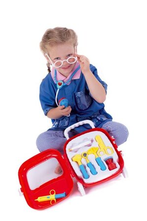 Teddies Sada doktor/lékař plast se stetoskopem na baterie v plastovém kufříku na kolečkách 24x33x10cm