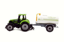 Traktor s přívěsem plast/kov 19cm 3 druhy na volný chod v krabičce 25x13x5,5cm 12ks v boxu