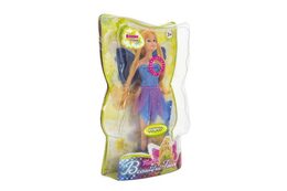 Panenka víla s křídly plast s doplňky 30cm modrá na baterie se světlem v blistru 20x32x7cm