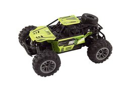 Auto RC buggy terénní zelené 22cm plast 2,4GHz na baterie + dobíjecí pack v krabici 32x16x18cm