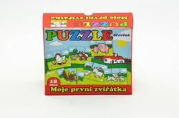 Puzzle Moje první zvířátka dřevěné 18 dílků pro nejmenší v krabičce 13x11,5x4,5c