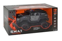 Auto RC policie S.W.A.T. plast 38cm bateriový pack se světlem v krabici 52x27x25cm
