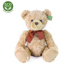 Rappa Plyšový medvěd retro s mašlí sedící 30 cm ECO-FRIENDLY
