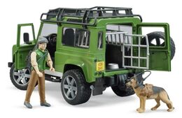 Bruder LAND ROVER DEFENDER s figurkou myslivce, psa a příslušenstvím