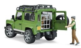 Bruder LAND ROVER DEFENDER s figurkou myslivce, psa a příslušenstvím