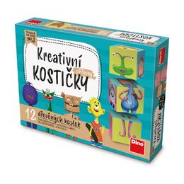 Dino Kostky kubus Příšerky dřevo 12ks v krabičce 16,5x12x4cm