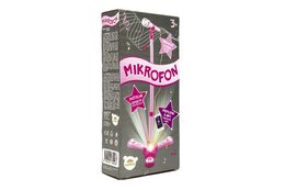 Mikrofon karaoke růžový plast na baterie se světlem v krabici 17x34x7cm