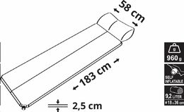 Karimatka Cattara NAVY 183 x 58 x 2,5 cm samonafukovací s polštářem