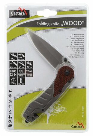 Nůž Cattara WOOD zavírací s pojistkou 21 cm