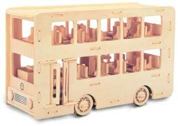 Woodcraft Dřevěné 3D puzzle autobus double Decker