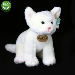 Rappa Plyšová kočka bílá sedící 24 cm ECO-FRIENDLY