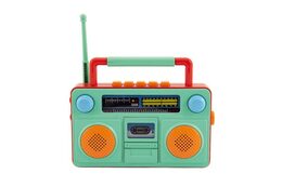 Rádio dětské plast 15x12cm na baterie se zvukem se světlem 3 barvy 6ks v boxu
