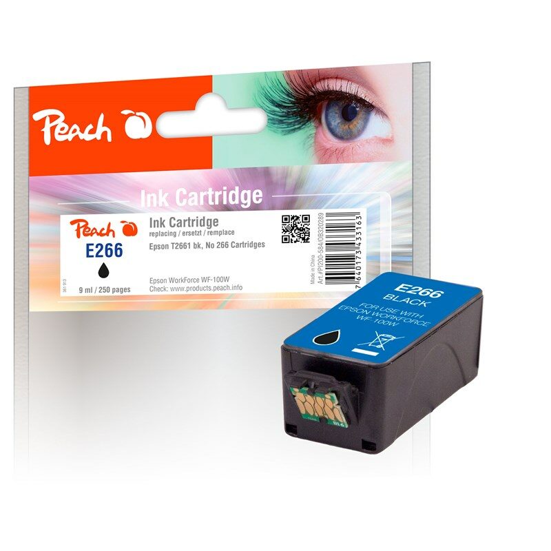 Inkoustová náplň Peach Epson 266, T2661, 250 stran - černá