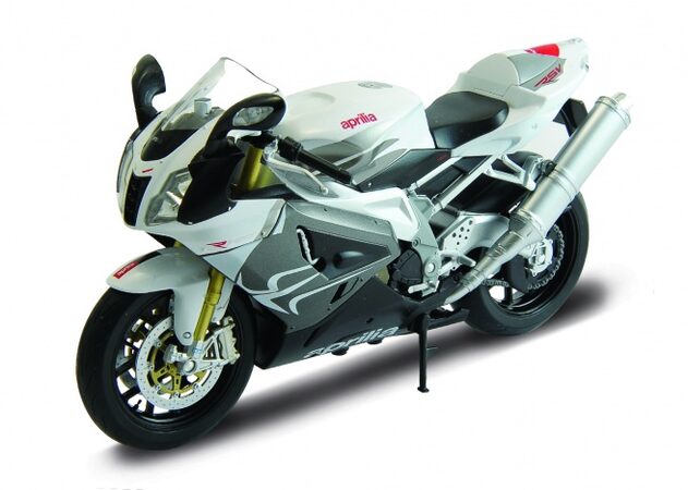 Welly Motocykl Aprilia RSV 1000R 1:10 stříbrný