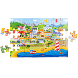 Bigjigs Toys Podlahové puzzle Město 48 dílků