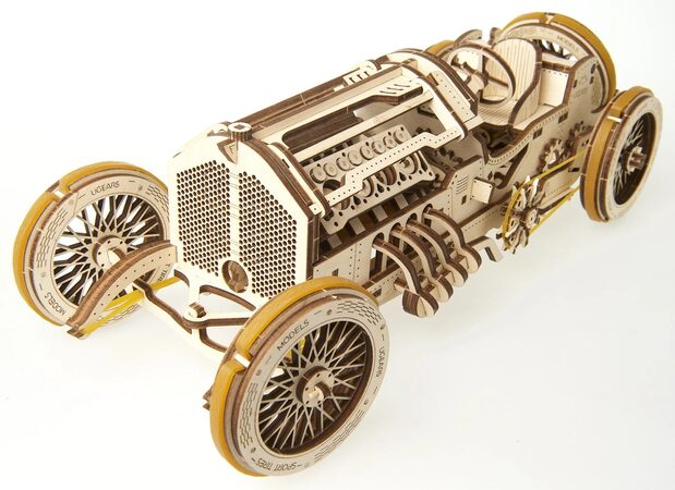 Ugears 3D dřevěné mechanické puzzle U9 Auto (Grand Prix)