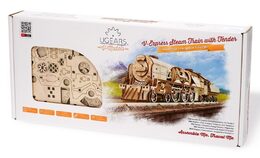 Ugears 3D dřevěné mechanické puzzle V-Express parní lokomotiva 4-6-2 s tendrem