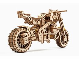 Ugears 3D dřevěné mechanické puzzle UGR-10 Motorka (scrambler) s vozíkem