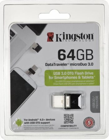 Flash USB Kingston DataTraveler Micro Duo 3.0 64GB OTG MicroUSB/USB 3.0 - černý