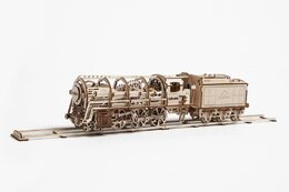 Ugears 3D dřevěné mechanické puzzle Parní lokomotiva 4-6-0 s tendrem