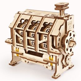 Ugears 3D dřevěné mechanické puzzle STEM klikací počítadlo