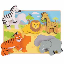 Bigjigs Toys Dřevěné vkládací puzzle Safari