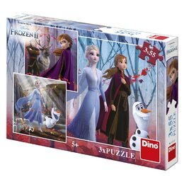 Puzzle 3v1 Dino Ledové království II/Frozen II 3x55dílků v krabici 27x19x4cm