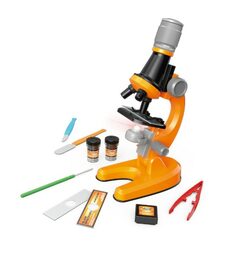 Mikroskop s doplňky plast 15x10cm na baterie se světlem v krabici 19x24x8,5cm