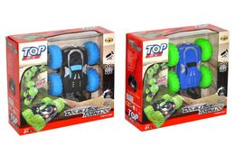 Auto RC Tornádo kaskadérské otáčecí plast 15cm 24MHz se světlem na bat. 2 barvy v krabici 28x26x10cm
