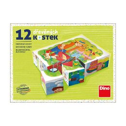 Dino Kostky kubus Povolání dřevo 12ks v krabičce 16x12x4cm