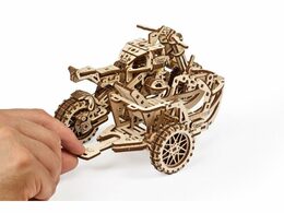 Ugears 3D dřevěné mechanické puzzle UGR-10 Motorka (scrambler) s vozíkem