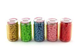 Korálky plast v tubě 9cm asst 18ks v boxu