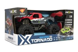 Auto RC terénní 4x4 červené plast 29cm 2,4GHz na baterie + dobíjecí pack v krabici 40x20x22cm