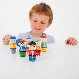 Bigjigs Toys Dřevěné kuželky Piráti