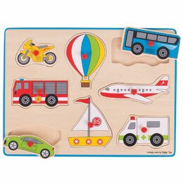 Bigjigs Toys Vkládací puzzle dopravní prostředky, 8 dílků